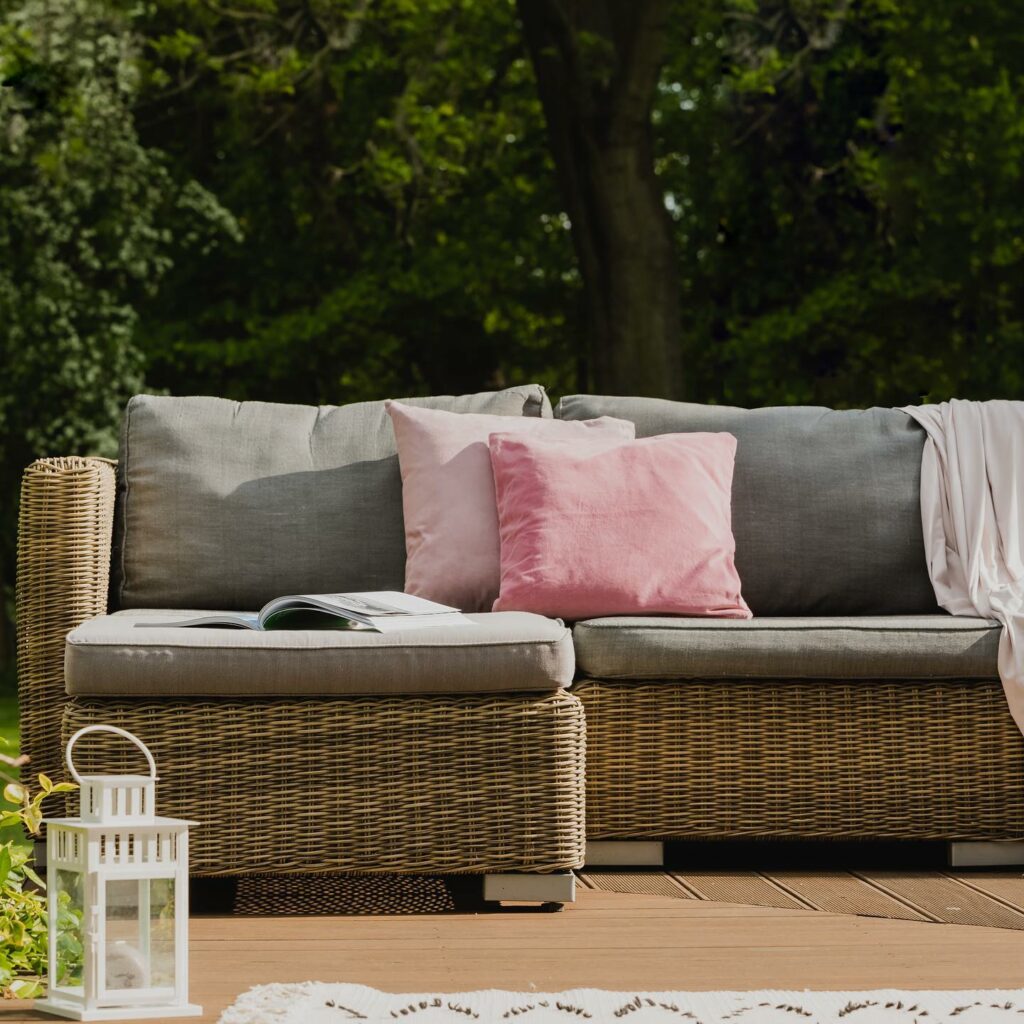 cozy garden with cozy outdoor cushions