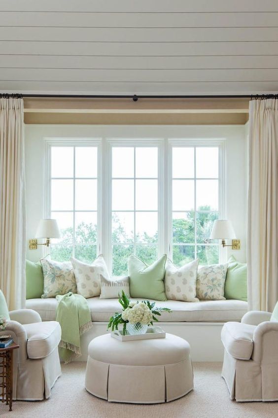 pillows on window bench