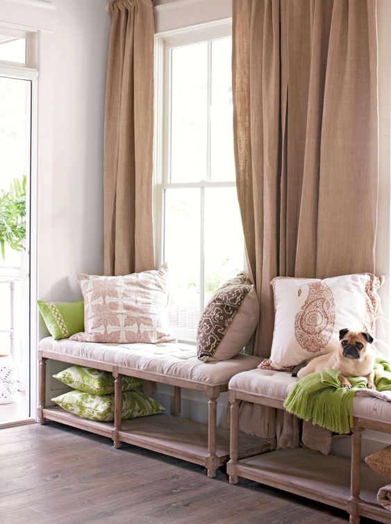 boho chic window bench with cozy pillows