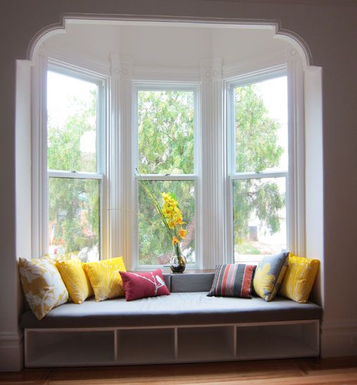 colorful window bench area